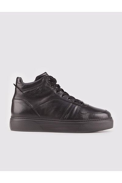 Cabani Genuine Leather Black Lace-Up Fur Men's Casual Boots