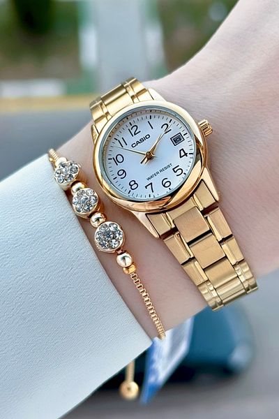 Casio Gold Color Calendar Women's Wristwatch