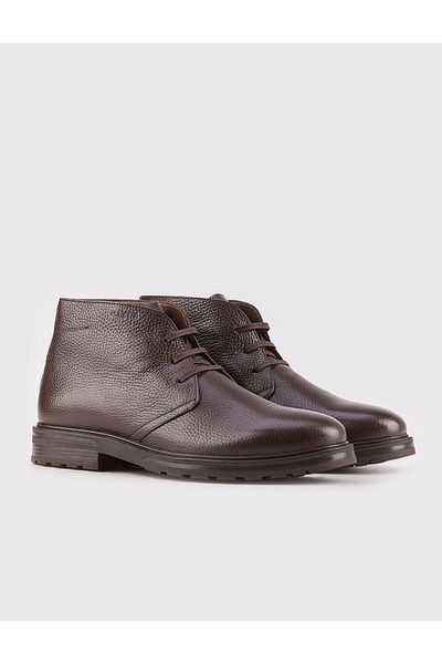 Cabani Men's Genuine Leather Brown Lace-up Casual Boots