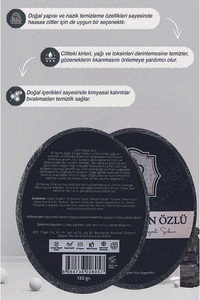 Pureandshine Handmade Natural Sponge Soap with Active Carbon Extract