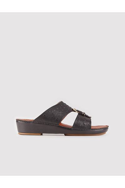 Cabani Genuine Leather Ready Sole Black Men's Slippers