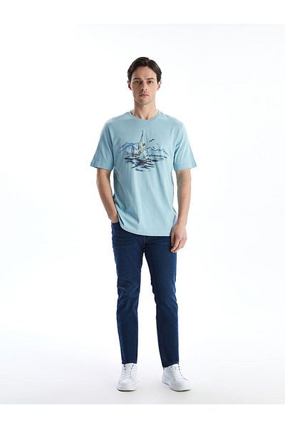 LC Waikiki Tricou pentru bărbați din bumbac pieptănat cu mânecă scurtă, cu decolteu clasic LCWAIKIKI