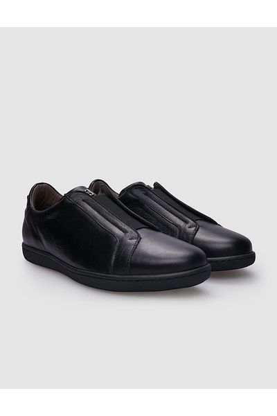 Cabani 100% Genuine Leather Black Elastic Men's Shoes