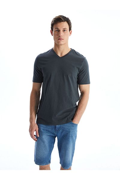LC Waikiki New Season V-Neck Short Sleeve Combed Cotton Men's T-Shirt - S50845Z8