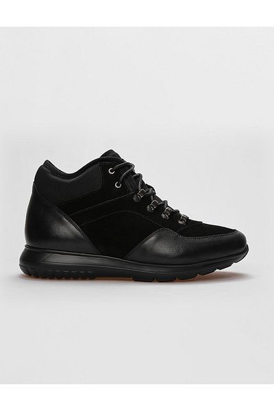 Cabani Genuine Leather Black Lace-Up Fur Men's Casual Boots