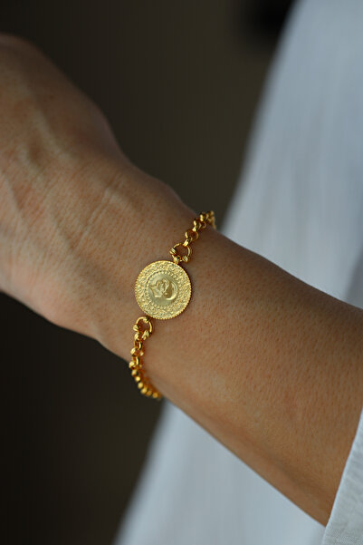 Yenigün Kuyumculuk 14 Ayar Altın Doch Zincirde 22 Ayar Çeyrek Altınlı Bileklik