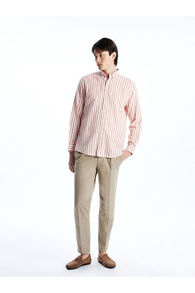 LC Waikiki Regular Fit Long Sleeve Striped Poplin Men's Shirt