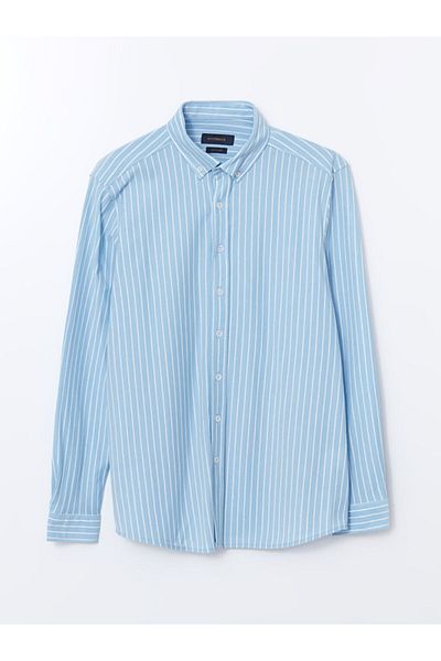 LC Waikiki Ανδρικό πουκάμισο με μακρυμάνικο ριγέ SOUTHBLUE Slim Fit
