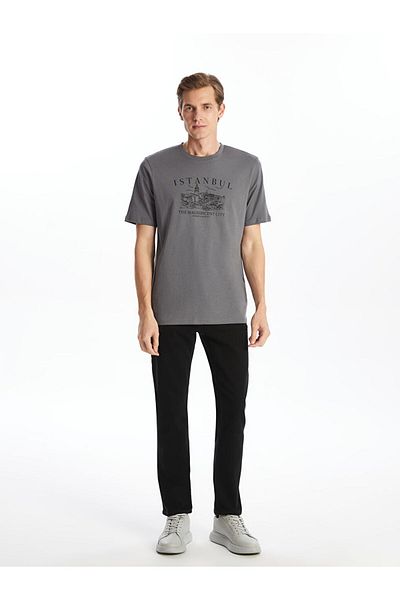 LC Waikiki Ανδρικό μπλουζάκι LCWAIKIKI Classic Crew με κοντό μανίκι Istanbul με στάμπα χτενισμένο βαμβακερό