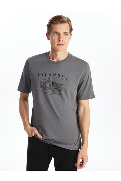 LC Waikiki Ανδρικό μπλουζάκι LCWAIKIKI Classic Crew με κοντό μανίκι Istanbul με στάμπα χτενισμένο βαμβακερό