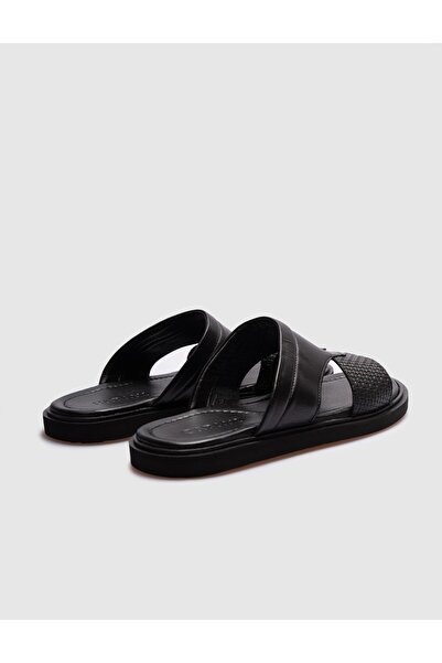 Cabani Hakiki Deri Siyah Erkek Günlük Terlik