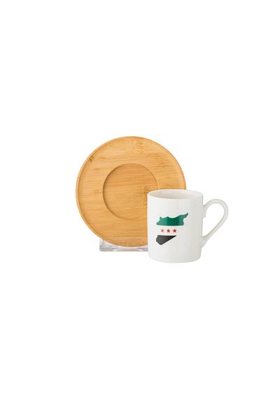 Dania A set of Turkish coffee cups with a wooden saucer for 6 people