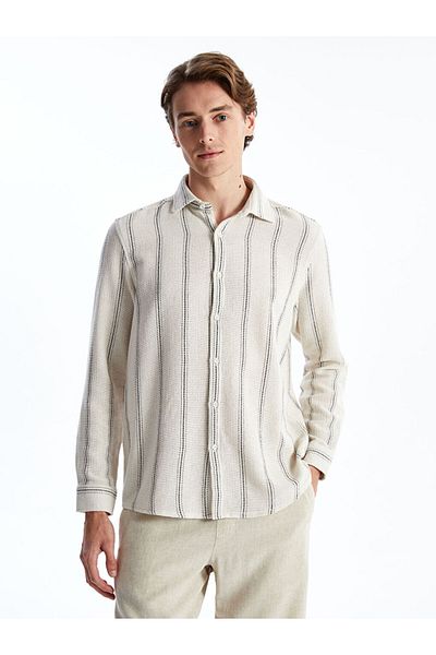 LC Waikiki Ανδρικό μακρυμάνικο ριγέ πουκάμισο LCW Vision Regular Fit