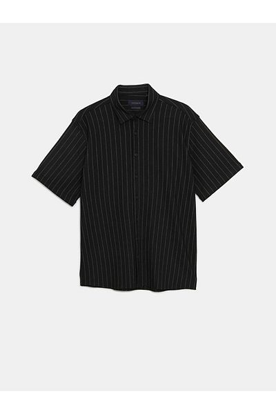 LC Waikiki Νέα σεζόν Regular Fit Κοντό μανίκι ριγέ ανδρικό πουκάμισο S5FD83Z8