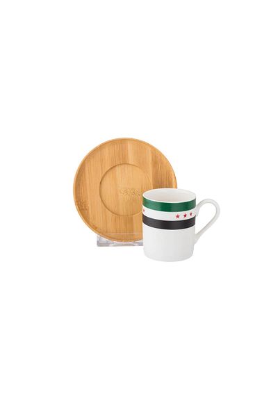 Dania A set of Turkish coffee cups with a wooden saucer for 6 people