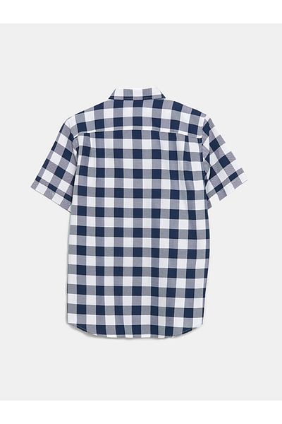LC Waikiki Cămașă Dobby în carouri cu mânecă scurtă LCWAIKIKI Classic Regular Fit pentru bărbați
