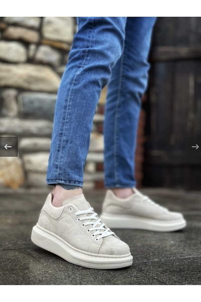 WEBORN Ανδρικά Suede Cream Sports Casual Παπούτσια Άνετα πάνινα παπούτσια με κορδόνια με ψηλή χοντρή σόλα