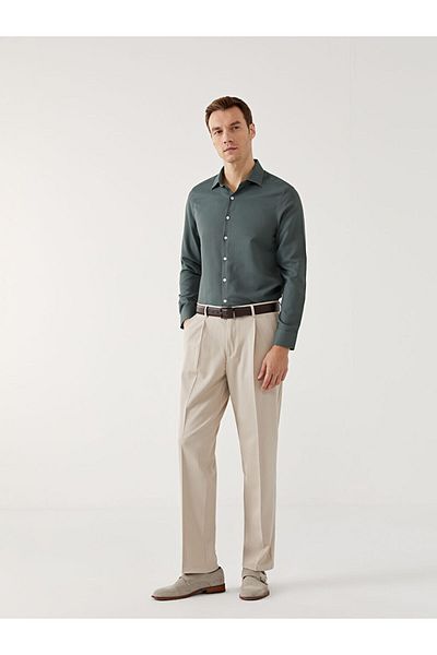 LC Waikiki Ανδρικό πουκάμισο Dobby με μακρυμάνικο LCW Slim Fit