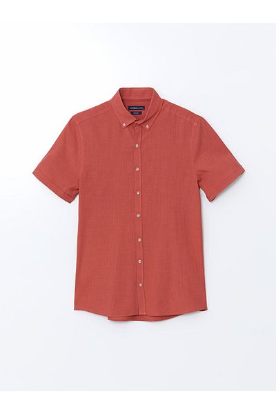 LC Waikiki LCWAIKIKI Classic Slim Fit rövid ujjú lenkeverék férfi ing