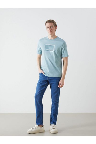 LC Waikiki LCWAIKIKI Klassisches, kurzärmliges, bedrucktes Herren-T-Shirt aus gekämmter Baumwolle mit Rundhalsausschnitt
