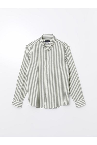 LC Waikiki Ανδρικό πουκάμισο LCW Vision Regular Fit με μακρυμάνικο ριγέ ποπλίνα