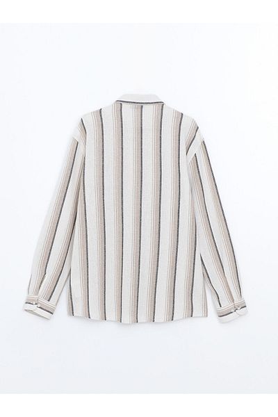 LC Waikiki Lcw Vision Beige Regular Fit Long Sleeve Striped Men's Shirt