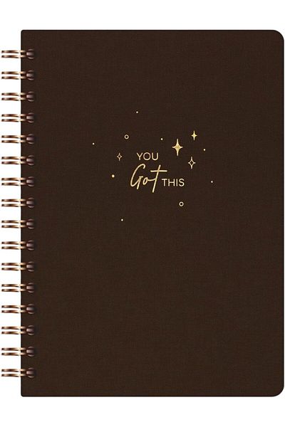 STOREMAX Mrttnca A5 Spiral Hard Cover Linen Plain Unlined Undated Notepad Brown Trndymrt 1087243
