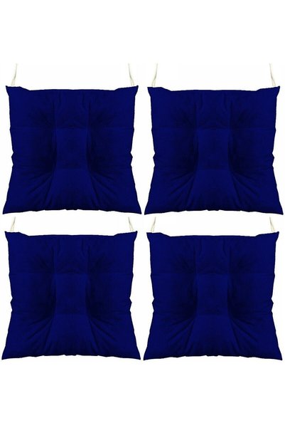TEZKOTEKSTİL Bebek Mavisi Kombin Pofidik Kare Sandalye Minderi 4'lü 40 X 40 Cm