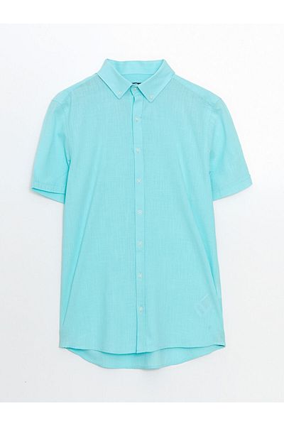LC Waikiki Cămașă pentru bărbați LCWAIKIKI Classic Slim Fit cu mânecă scurtă din amestec de in