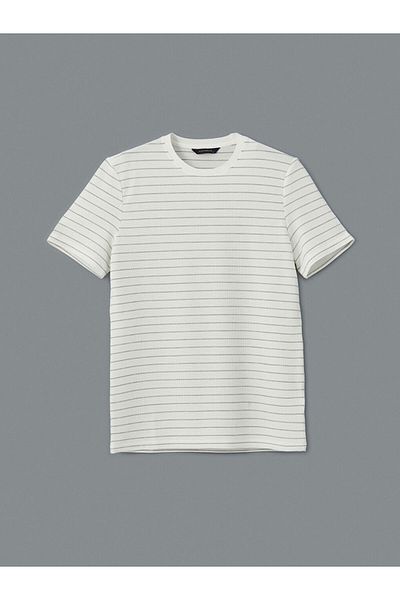 LC Waikiki Southblue Crew Neck Short Sleeve Striped Men's T-Shirt