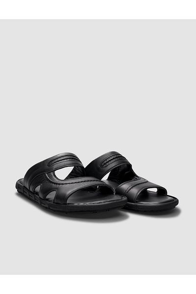 Cabani 100% Genuine Leather Black Men's Casual Slippers