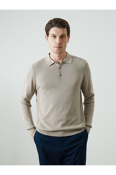 LC Waikiki Ανδρικό πλεκτό πουλόβερ LCWAIKIKI Classic Polo λαιμόκοψη μακρυμάνικο
