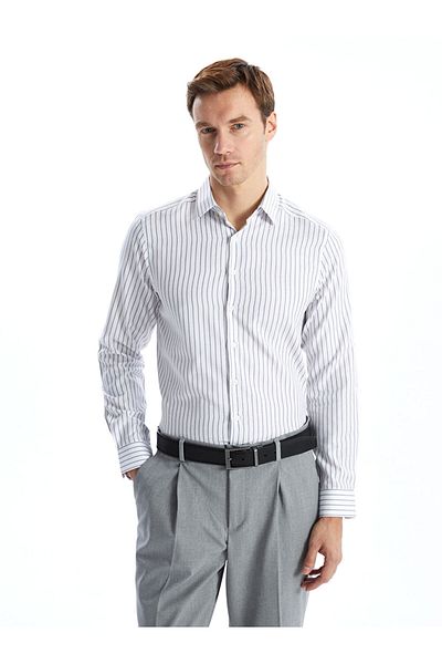 LC Waikiki Slim Fit Long Sleeve Striped Oxford Men's Shirt