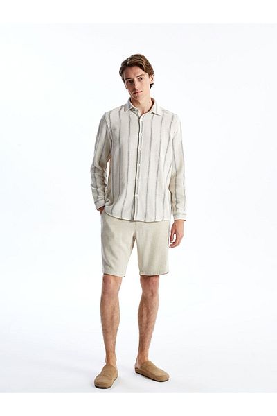 LC Waikiki Ανδρικό μακρυμάνικο ριγέ πουκάμισο LCW Vision Regular Fit