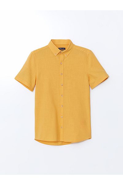 LC Waikiki Ανδρικό πουκάμισο LCWAIKIKI Classic Slim Fit με κοντό μανίκι λινό μείγμα