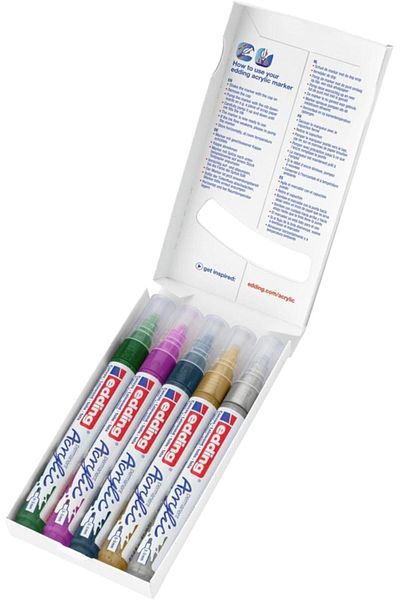 STOREMAX Mrttnca 5100 Acrylic Marker - Green Purple Blue Silber Gold - Acrylic Markers 5 Pcs Package (Metal
