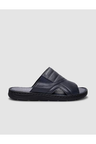 Cabani Papuci casual pentru bărbați, 100% piele naturală, albastru bleumarin