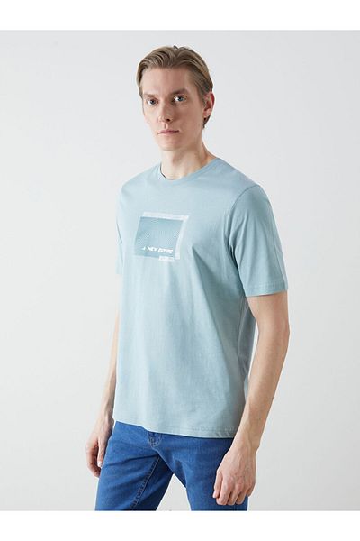 LC Waikiki LCWAIKIKI Klassisches, kurzärmliges, bedrucktes Herren-T-Shirt aus gekämmter Baumwolle mit Rundhalsausschnitt