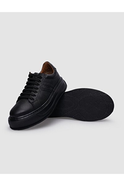 Cabani Black Genuine Leather - 100% Lace-up Women's Sports Shoes