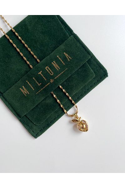Miltonia Lilac zircon stone apple steel necklace