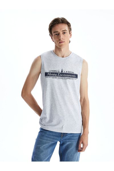 LC Waikiki Ανδρικό αμάνικο μπλουζάκι με στάμπα New Season Crew Neck - S5H374Z8