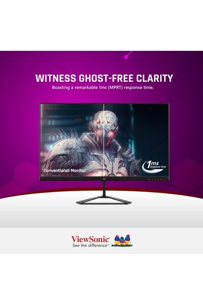 ViewSonic شاشة ألعاب VX2779-HD-PRO مقاس 27 بوصة بدون إطار FHD IPS مسطحة 1 مللي ثانية MPRT 180 هرتز، 2 منفذ HDMI