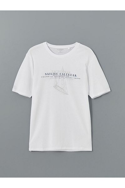 LC Waikiki Ανδρικό μπλουζάκι LCW Crew με κοντό μανίκι με εμπριμέ χτενισμένο βαμβάκι