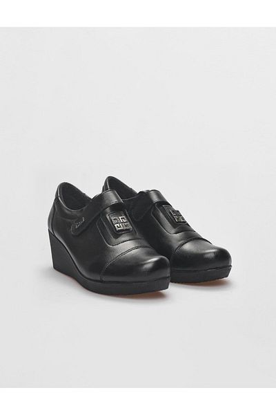 Cabani Genuine Leather Black Velcro Closure Women's Comfort Shoes