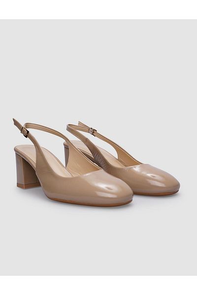 Cabani Beige Patent Leather - 100% Genuine Leather Women's Heeled Shoes