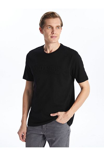LC Waikiki Ανδρικό μπλουζάκι New Season Crew με κοντό μανίκι εμπριμέ χτενισμένο βαμβακερό - S50770Z8