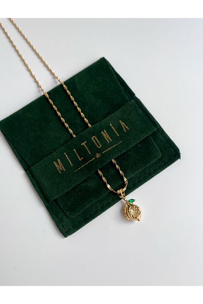 Miltonia Lemon zircon stone steel necklace