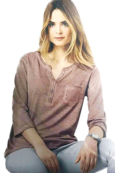 LM Kadın Truvakar Kol Bio Pamuklu Gül Kurusu Bluz