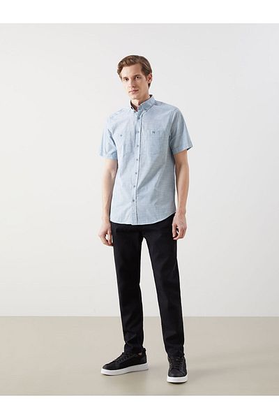 LC Waikiki Ανδρικό πουκάμισο LCW Regular Fit με κοντό μανίκι Poplin
