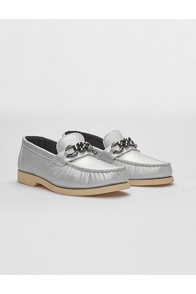 Cabani Genuine Leather Gray Buckle Women's Casual Shoes